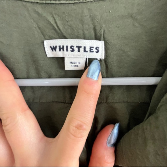 Whistles Olive Green Lightweight Cotton Blouse Size 6 - Picture 4 of 8